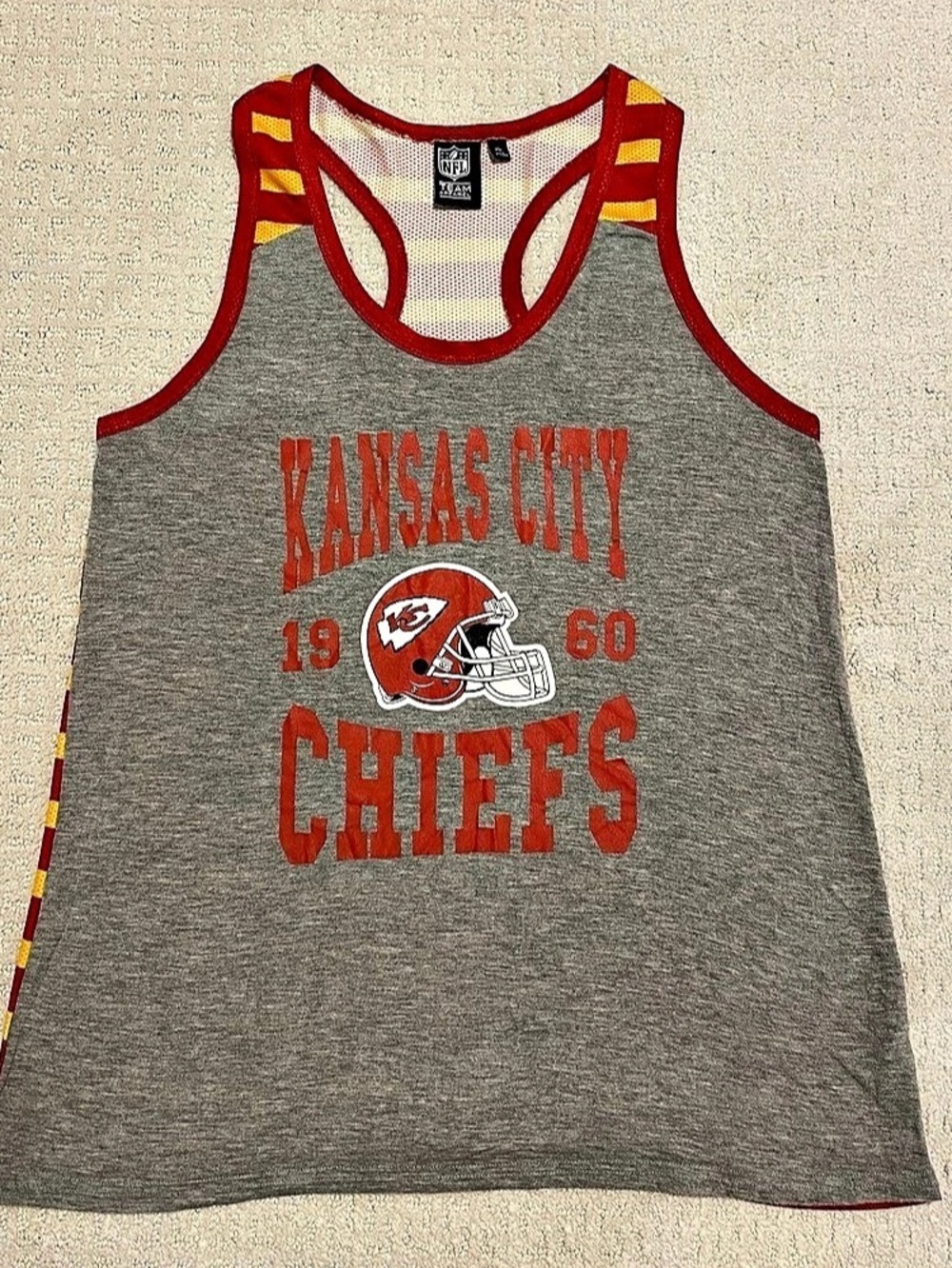 NFL Team Apparel Kansas City Chiefs Tank Top Gray XL